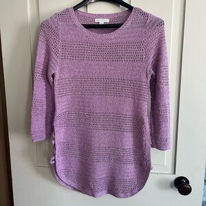 New York & Company Lavender Knit Sweater with Open Side Detail